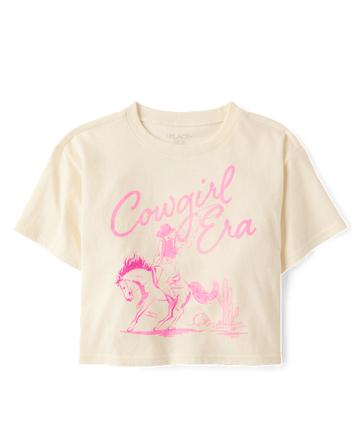 Girls Cowgirl Era Boxy Cropped Graphic Tee