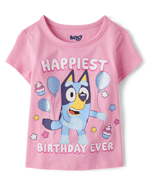 Baby And Toddler Girls Blueyâ¢ Birthday Graphic Tee