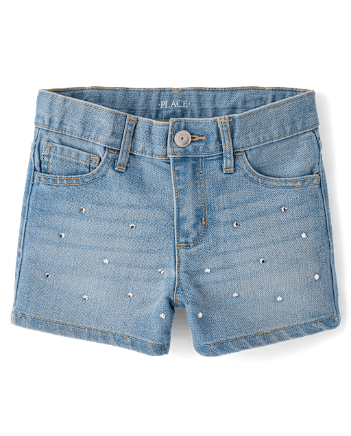 Short en jean à strass et étoiles pour filles