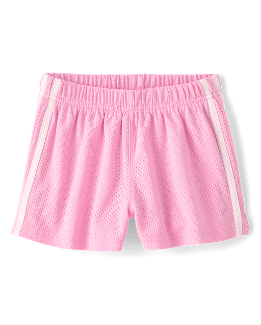 Girls Quick Dry Side Stripe Mesh Lined Active Shorts