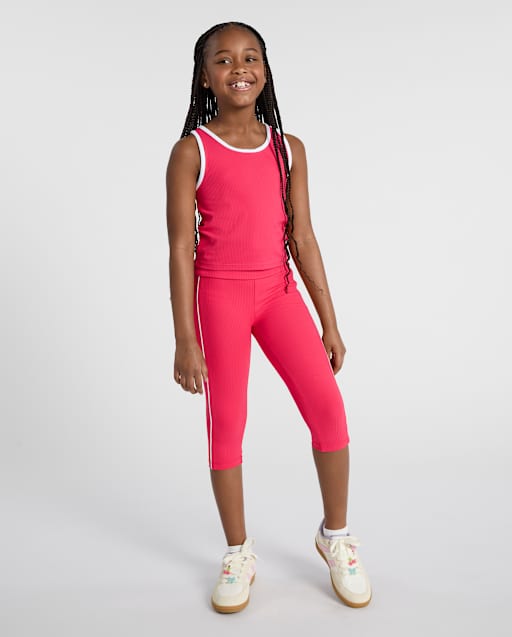 Leggings Capri côtelés contrastés pour filles