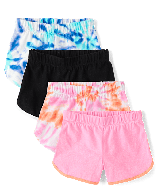 Girls Tie Dye Dolphin Shorts 4-Pack