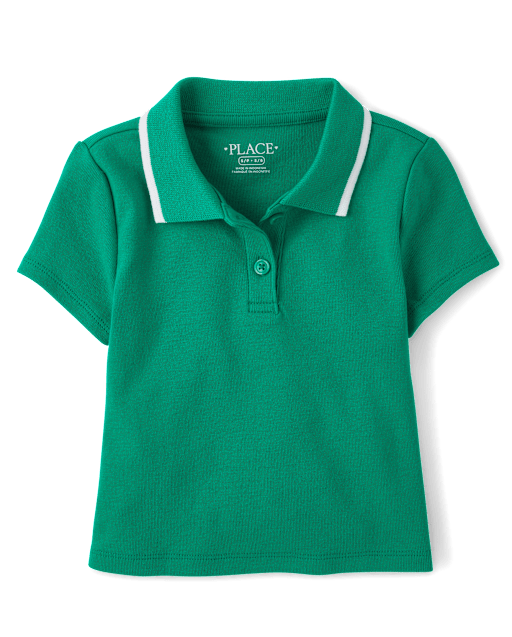 Girls Contrast Ribbed Polo