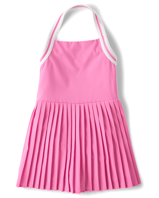 Robe de tennis plissée contrastée à séchage rapide pour filles