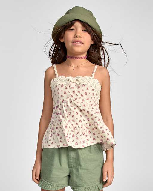 Girls Floral Tiered Tank Top
