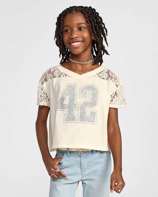 Girls Varsity Lace Football Tee