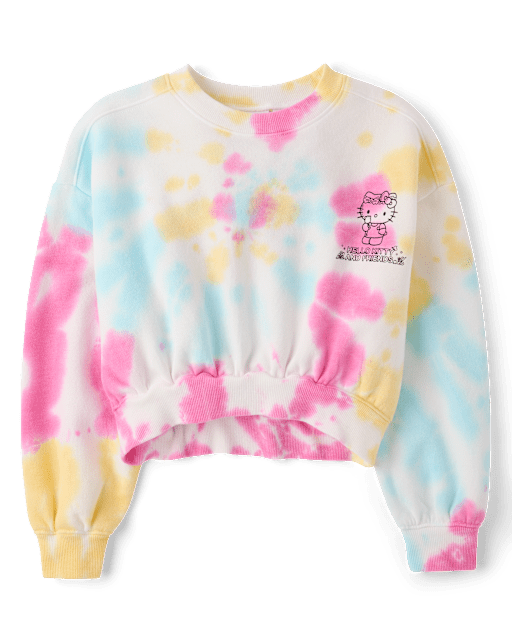 Girls Hello Kitty® And Friends Rainbow Tie Dye Premium Fleece Hoodie