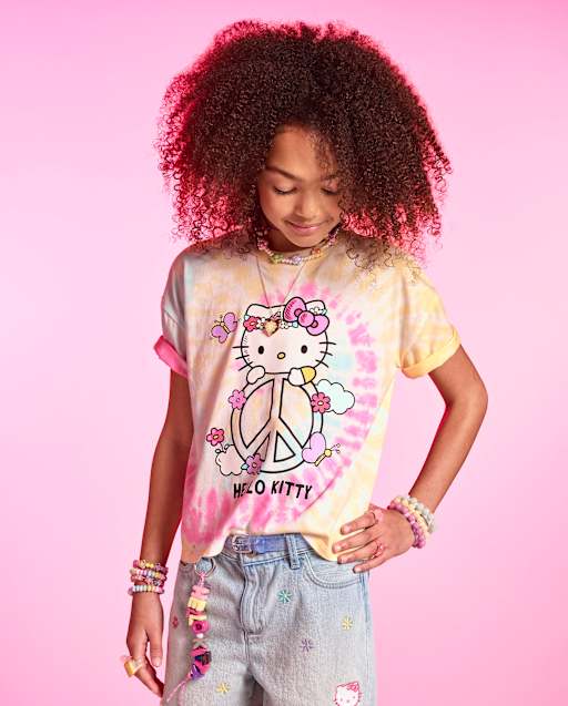 Girls Hello Kitty® Tie Dye Embellished Relaxed Top