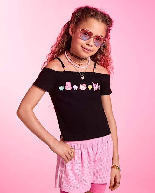 Haut à épaules dénudées Hello Kitty® pour filles, orné de perles