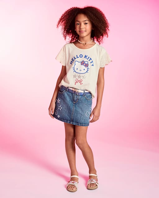 Girls Hello Kitty® And Friends Applique Star Denim Skort