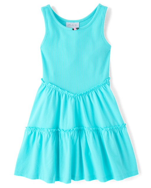 Robe côtelée à volants et taille en V pour filles