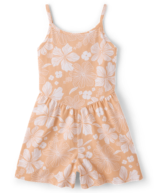 Girls Print V-Waist Romper