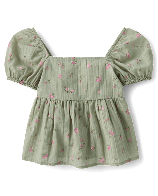 Haut à motif floral texturé pour filles avec nœud dans le dos