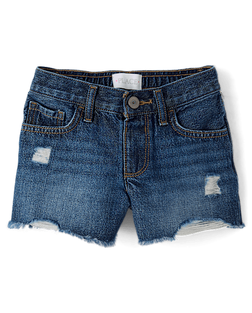 Girls Ripped Shortie Jean Shorts