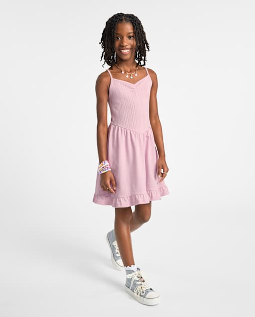 Girls Pointelle V-Waist Dress