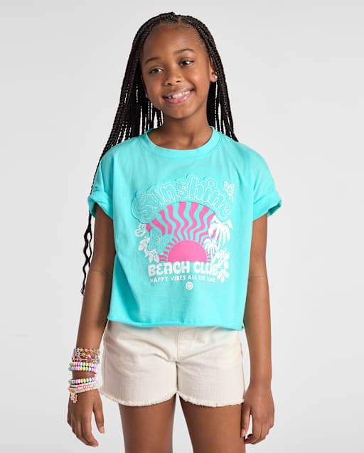 Haut court de vacances à appliqués pour filles