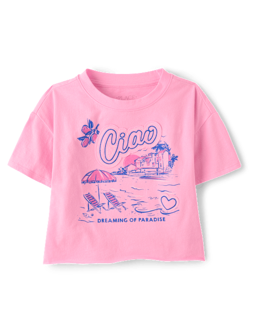 Haut court de vacances à appliqués pour filles