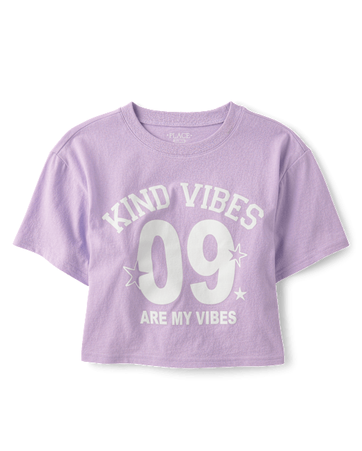 T-shirt graphique court et décontracté Girls Kind Vibes