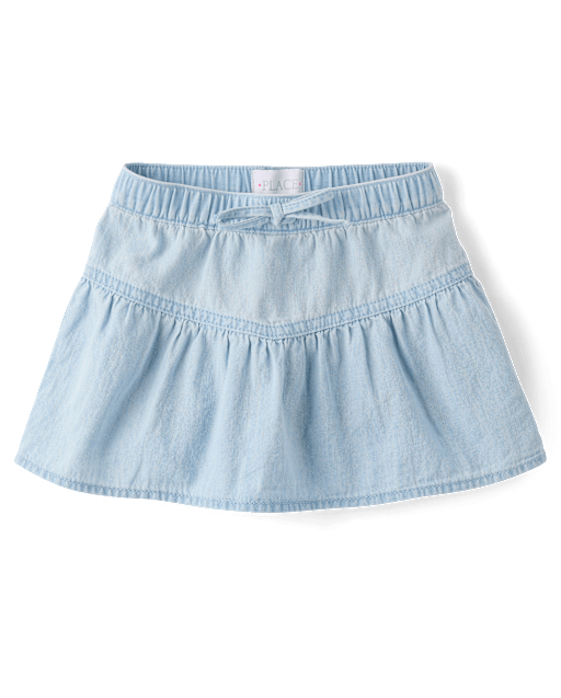Jupe-short en chambray pour bébés et petites filles
