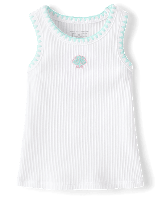 Baby And Toddler Girls Embroidered Icon Ribbed Tank Top