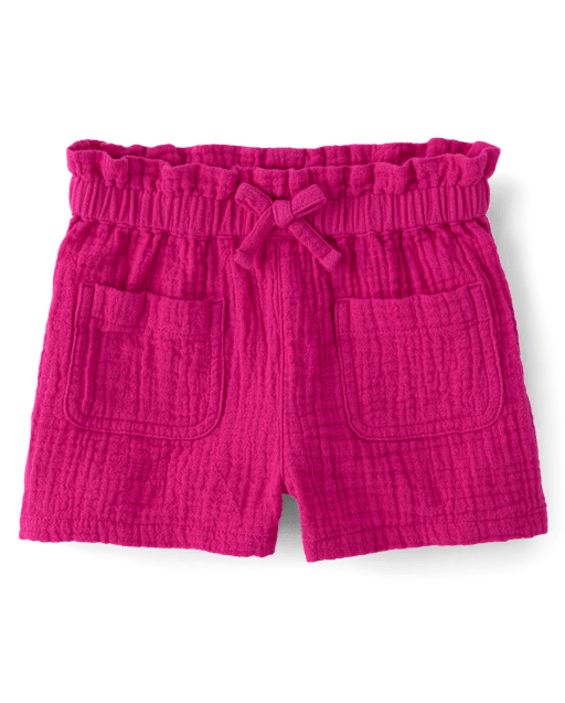 Baby And Toddler Girls Gauze Paperbag Waist Shorts