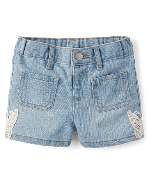 Baby And Toddler Girls Crochet Shortie Jean Shorts