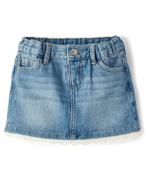 Jupe-short en jean au crochet avec empiècement en V pour petites filles