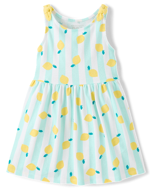Robe imprimée à bretelles nouées pour bébés et petites filles