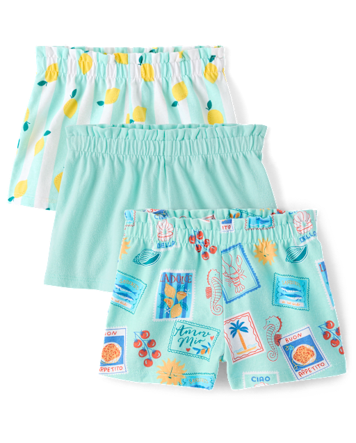 Toddler Girls Postcard Pull On Shorts 3-Pack