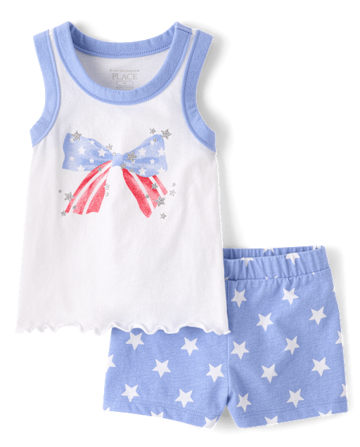 Toddler Girls Glitter Americana 2-Piece Outfit Set