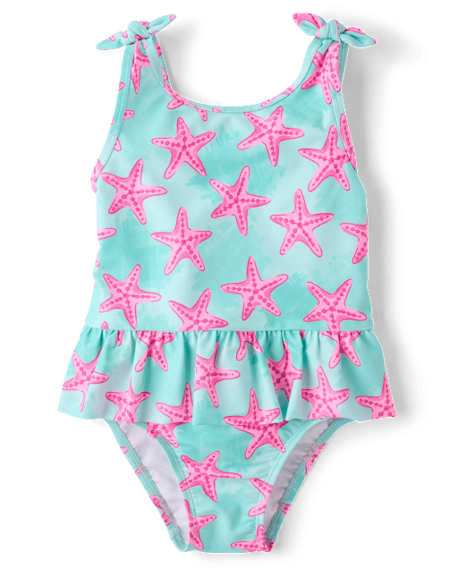 Baby And Toddler Girls Starfish Peplum One Piece Swimsuit