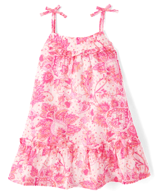 Robe trapèze texturée à motifs cachemire pour bébés et petites filles