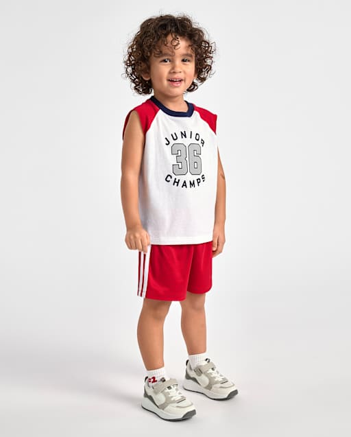 Baby And Toddler Boys Quick Dry Striped Lined Mesh Active Shorts