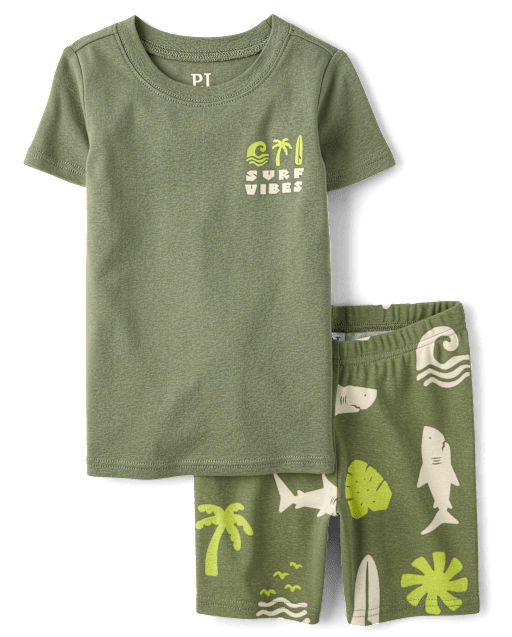 Boys Surf Vibes Snug Fit Cotton Pajamas