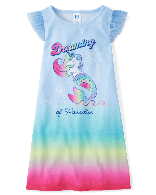 Nuisette sirène licorne arc-en-ciel pour filles