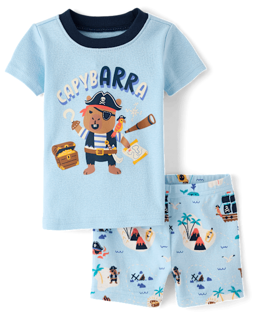 Pyjama en coton ajusté pour bébé et tout-petit, motif pirate capybara