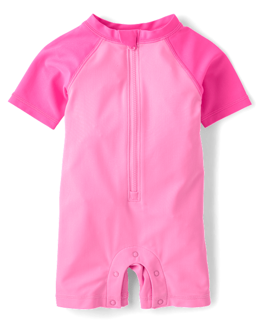 Baby Girls Colorblock Rashguard One Piece Swimsuit