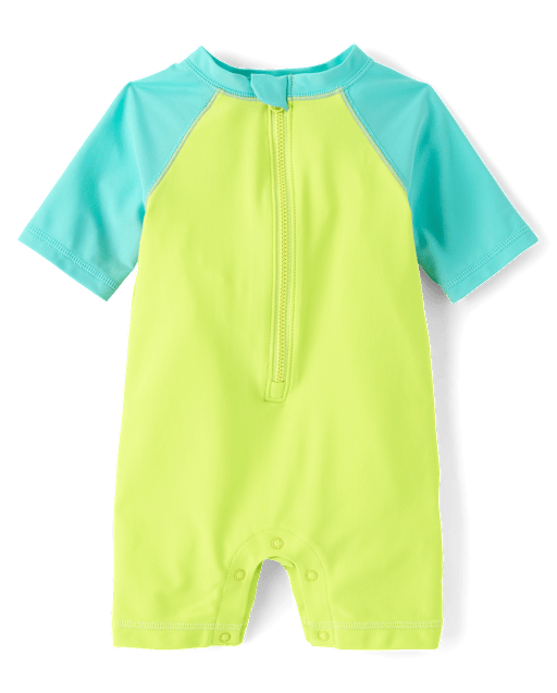 Baby Boys Colorblock Raglan Rashguard One Piece Swimsuit