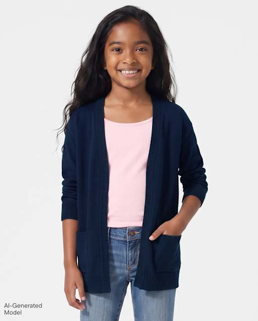 Girls Open Front Cardigan