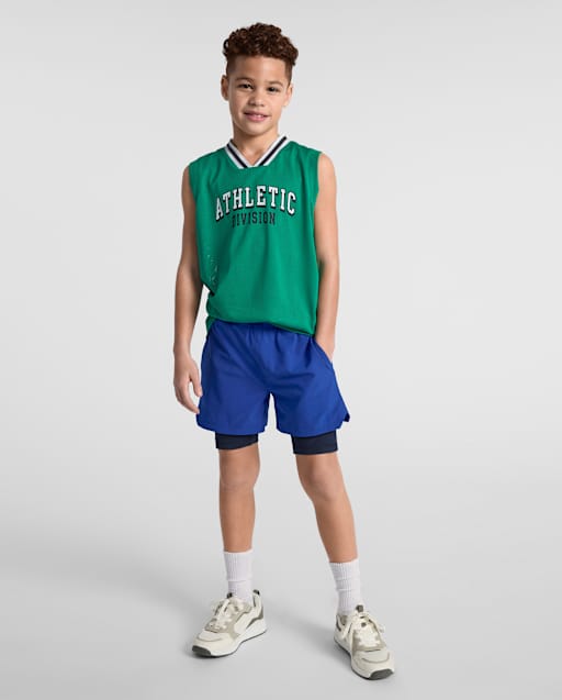 Short de sport en maille doublé à séchage rapide pour garçon