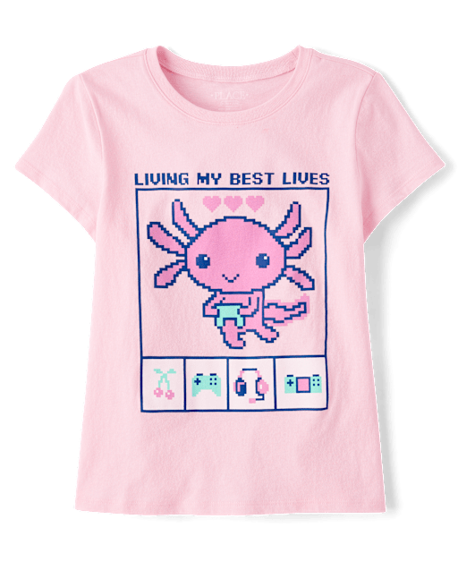 Girls Axolotl Video Game Graphic Tee