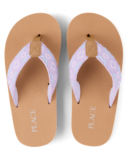 Girls Embroidered Flip Flops