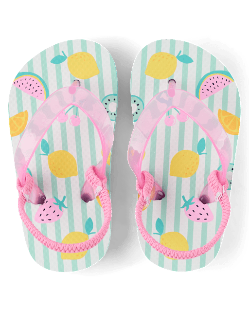 Toddler Girls Striped Fruit Flip Flops