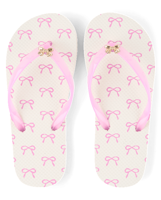 Girls Bow Stud Flip Flops