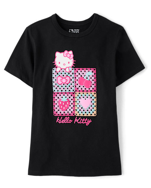 Girls Hello Kitty® Puff Print Crochet Relaxed Graphic Tee