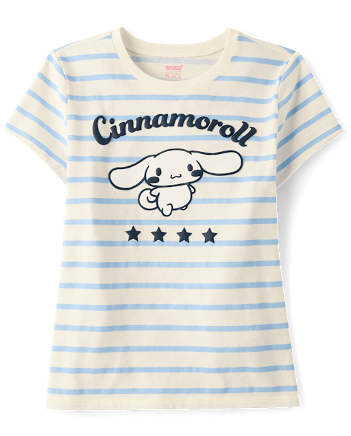 Girls Cinnamoroll™ Puff Print Striped Graphic Tee