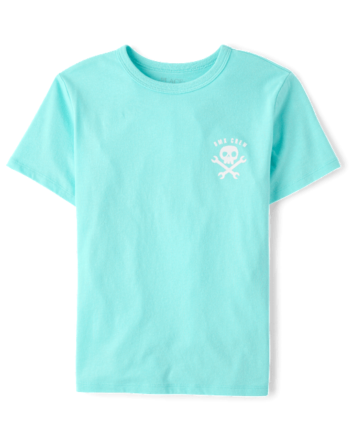 T-shirt graphique squelette pour garçon, devant et dos