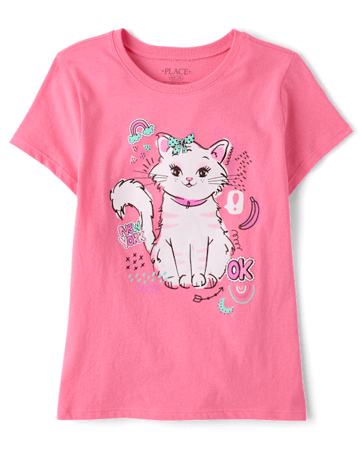 Girls Cat Graphic Tee
