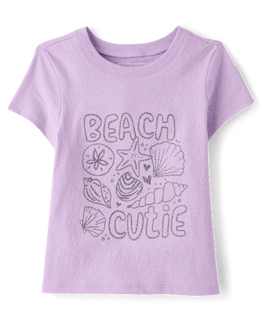 T-shirt graphique Journée à la plage pour bébés et petites filles