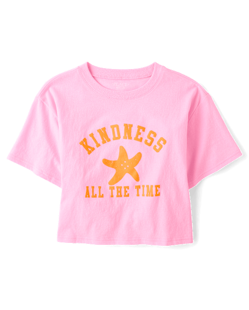 T-shirt graphique court décontracté « Girls Kindness »